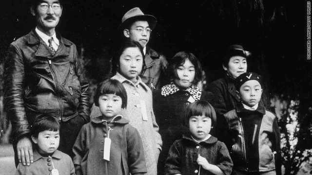 Japanese-American Mochida family await relocation. Photo Credit Dorothea Lange.